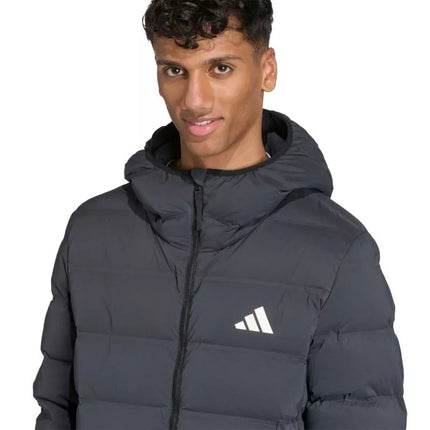 Men's adidas Helionic Climawarm Stretch Hooded Down Jacket Black JN2114