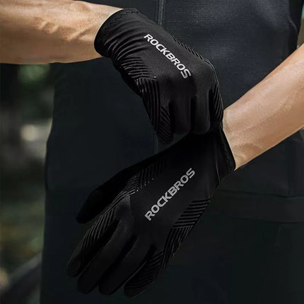 Rockbros dviračių pirštinės pavasario/vasaros/rudens, pilno piršto, dydis: XL - juodos