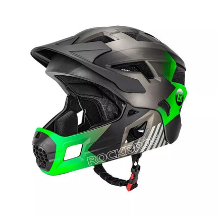 Rockbros TS-61 10110061003 Vaikų dviračio šalmas su nuimamu smakru, Dydis S (48-54) - Žalias