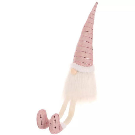 Blizgantis Kalėdų senelio dekoratyvinis nykštukas 38+20CM, rožinis