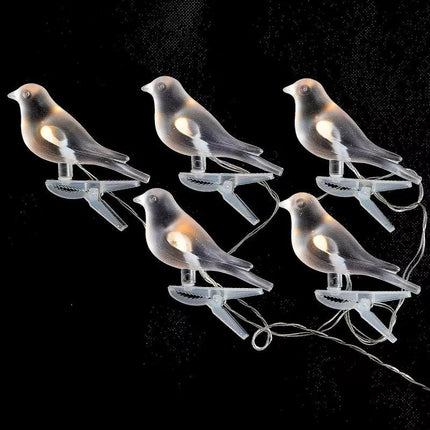 SAULĖS GIRLIANDA SODUI IR ŠVENTEI SU 5 LED PAUKŠČIAIS