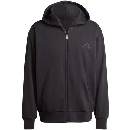 Vyriškas adidas All Szn Fleece Džemperis su Gobtuvu ir Užtrauktuku, Juodas IX1249