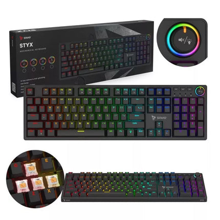 SAVIO STYX mechaninė klaviatūra OUTEMU PEACH, tyli, karšto keitimo, RGB