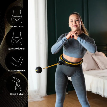 HHM21 HULA HOP BLACK/YELLOW WITH MAGNETS, TPE PROTECTION AND WEIGHT + HMS COUNTER