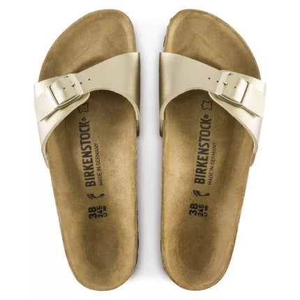 Birkenstock Madrid Birko-Flor Gold women's regular wide gold flip-flops (1016106)
