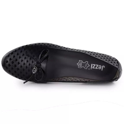 Women's openwork lords shoes black Jezzi 222-5