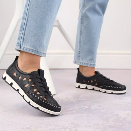 Rieker W RKR652 tamsiai mėlyni atviri odiniai batai