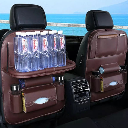 Automobilinis organizatorius sėdynei, sulankstomas mini staliukas, smėlio spalvos