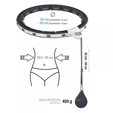 HHM15 HULA HOP BLACK WITH MAGNET AND WEIGHT + HMS COUNTER