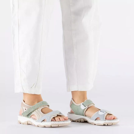 Comfortable women's sports sandals with Velcro colorful Rieker 68866-94
