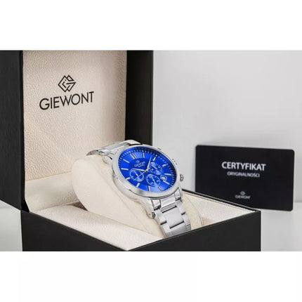 Vyriškas laikrodis Giewont Chronograph Safyro Sidabrinis Mėlynas GW8510-B3
