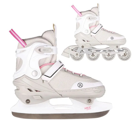 NH18188A 2in1 GREY-PINK SIZE S(29-33) ROLLER SKATING WITH HOCKEY SLIDE NILS EXTREME