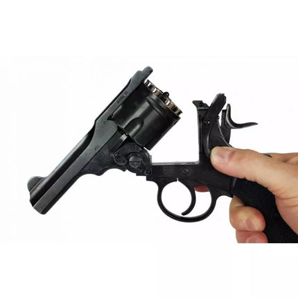 WEBLEY MKVI .455 Policijos revolveriui, kal. 5,5 mm, Diabolo šratai, 6 šūvių dėtuvė, 4" vamzdis, CO2 Battlefield Ekp do17J