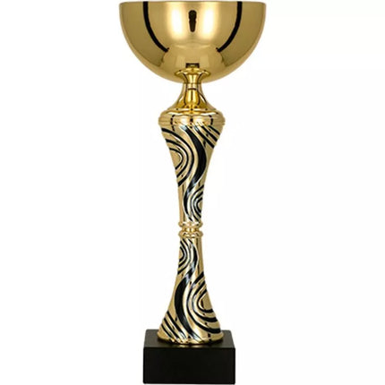 Gold and black metal cup