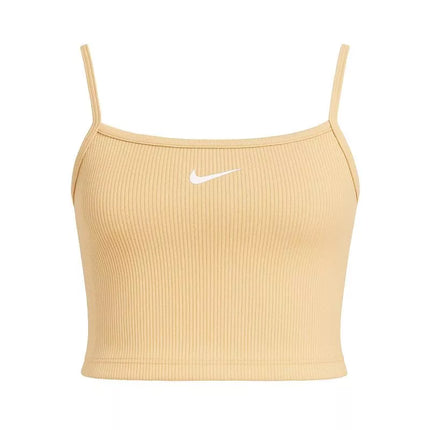 Nike Sportswear Essential Šonkauliuotas Trumpas Viršus Smėlio/Baltas - DM6737-126