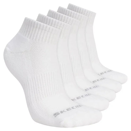 Skechers 5 porų unisex 1/2 terry tipo ketvirčio ilgio kojinės S602095-100 baltos 39-42