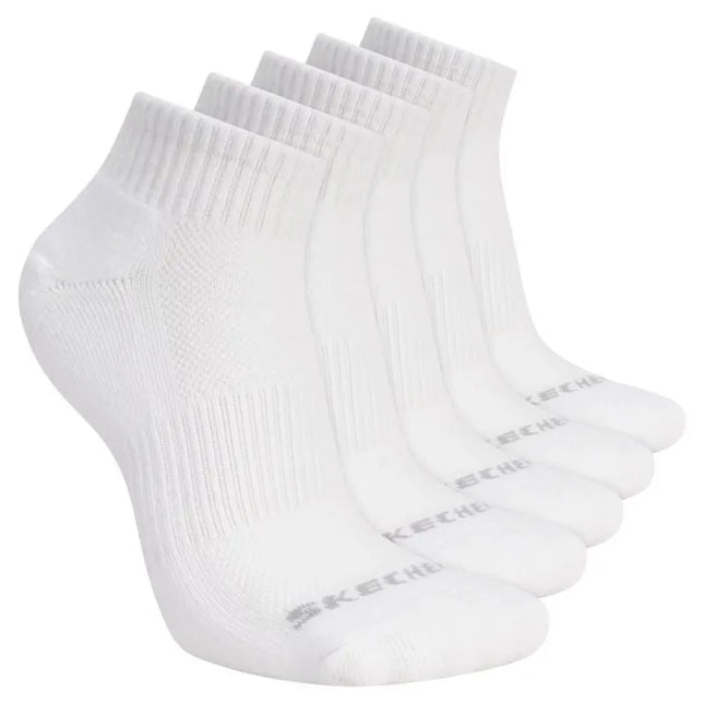 Skechers 5 porų unisex 1/2 terry tipo ketvirčio ilgio kojinės S602095-100 baltos 39-42