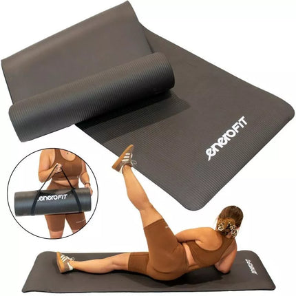 FITNESS MAT NBR NESLYSTANTIS 183x61x1,5CM JUODAS + ENERO FIT COVER