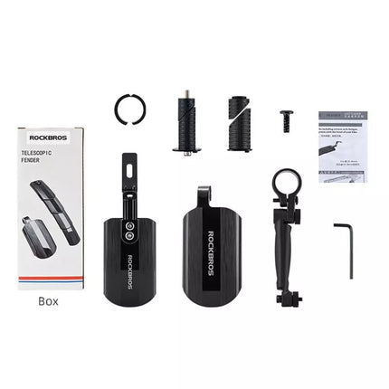 Rockbros FK-810 Folding Telescopic Bicycle Fender Set - Black