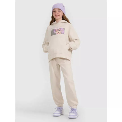 Girls' sweatshirt with hood, open, 4F 4FJRAW25TSWSF2294-11S