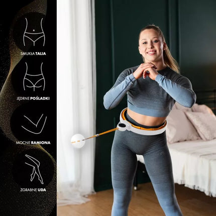 HHM21 HULA HOP WHITE/ORANGE WITH MAGNETS, TPE PROTECTION AND WEIGHT + HMS COUNTER