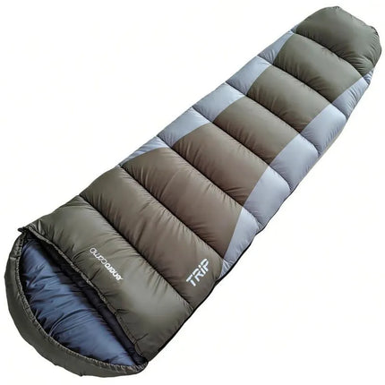 ŽALIOS IR PILKOS SPALVOS TURISTINIS MIEGMAIŠIS SU KOMPRESIJOS KREPŠIU 210X80X50CM ENERO CAMP
