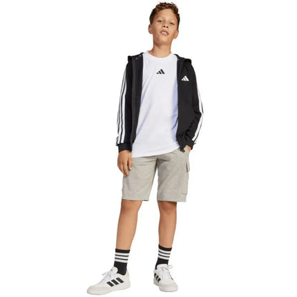 adidas Essentials Full-Zip Kids' Sweatshirt Black and White JD6494