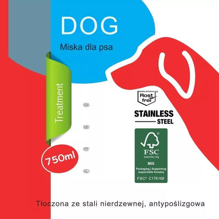 Dubenėlis šunims ir katėms, nerūdijančio plieno, 750 ml
