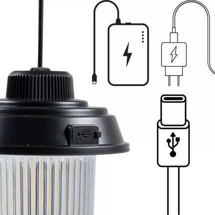 Žibintuvėlis Kempingo lempa USB 3 apšvietimo režimai Juoda Redcliffs