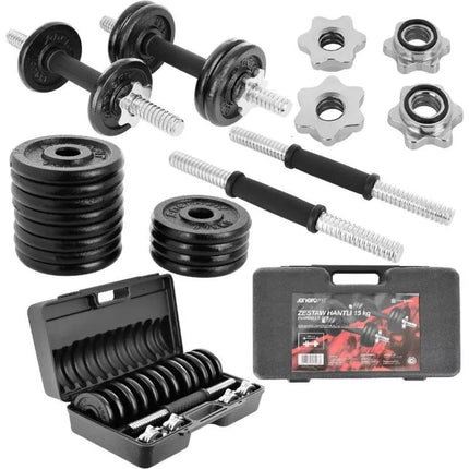 CAST IRON DUMBBELL 15 KG (2x7.5 KG) ENERO FIT CASE