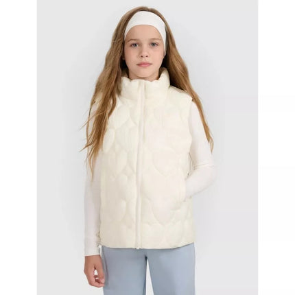 Girls' down vest with synthetic filling 4F 4FJRAW25TVJAF323-11S
