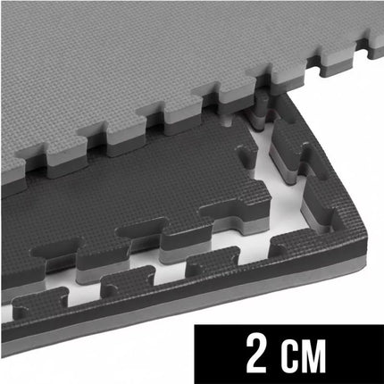 Treniruočių kilimėlis su saugos sertifikatu - Dėlionės tipo 1x1m - Juodas - Pilkas 2 cm