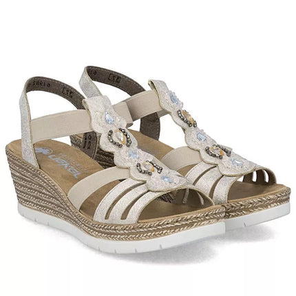 Moteriškos patogios smėlio spalvos espadrilės basutės Rieker 619B2-60