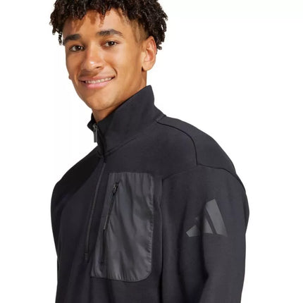 Men's adidas City Escape Fleece Half-Zip GD Sweatshirt Black JF3290