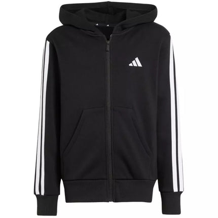 adidas Essentials Full-Zip Kids' Sweatshirt Black and White JD6494