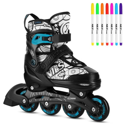 NH10907 4in1 ROLLER SKATES WITH EXTENDED HOCKEY BLADES TINTY GREEN SIZE S(31-34) NILS EXTREME