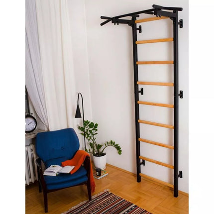MEDINĖ IR METALINĖ GIMNASTIKOS SIENELĖ SU METALINIU SKERSINIU BENCHK 721B