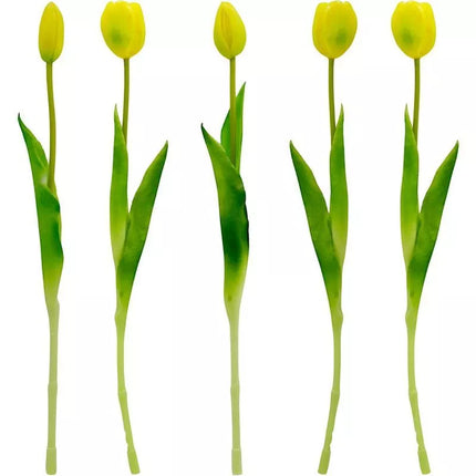 BOUQUET OF 5 YELLOW TULIPS 39 CM LIKE LIFE SPRING DECORATION