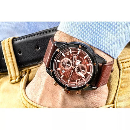 Men's Watch Giewont Chronograph Sapphire Black Brown GW8810-A3