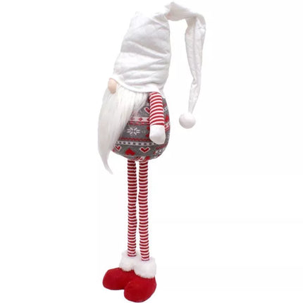 Balto spalvos gnomas ant teleskopinių kojelių 80-115cm