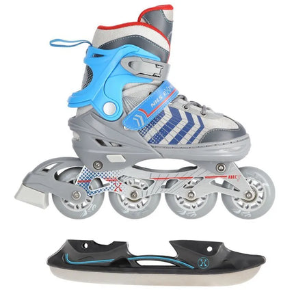 NH18192 4in1 GREY-BLUE SIZE M(34-38) ROLLER SKATES WITH HOCKEY SLEEVE NILS EXTREME