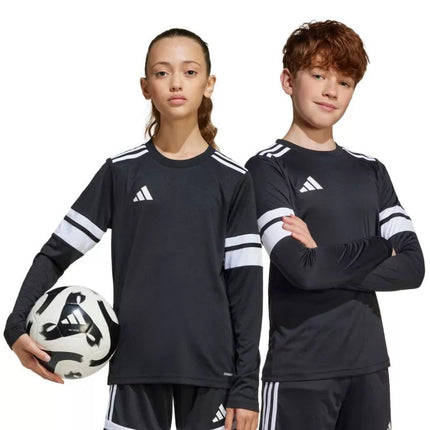 Vaikiškas adidas Squadra 25 džersis ilgomis rankovėmis, juodos ir baltos spalvos JJ0047