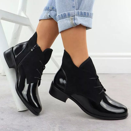 Women's insulated patent leather ankle boots, black, Jezzi ASA198-15