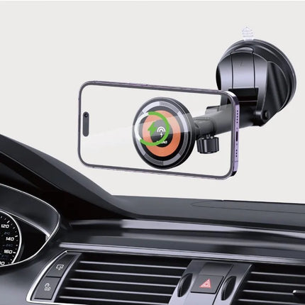 Dudao F12MAX+ Car Holder with 15W Wireless Charger, Compatible with Magsafe - Black