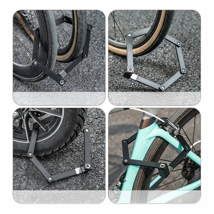 Rockbros 32140003001 foldable bicycle lock with key and handle, 88cm - black