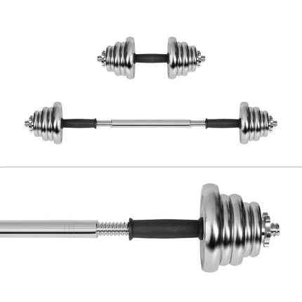 REBEL ACTIVE ADJUSTABLE CHROME DUMBBELLS IN CASE WITH BAR, 20 KG SET