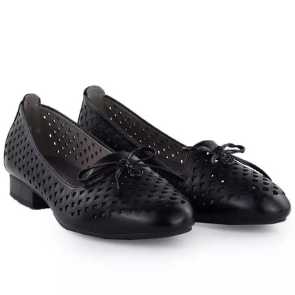 Women's openwork lords shoes black Jezzi 222-5