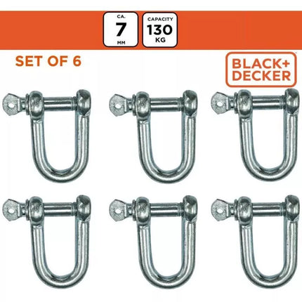 STEEL SCREW-LOCK SHACKLE 6 PCS BLACK + DECKER