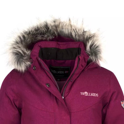 Trollkids Girls Oslo Coat XT winter jacket with hood, pink (180-229)