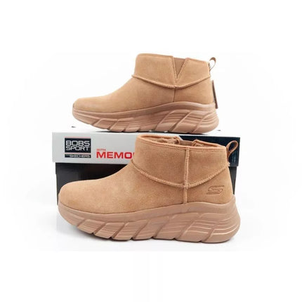 Skechers moteriški žieminiai odiniai aulinukai su pašiltinimu, rudi